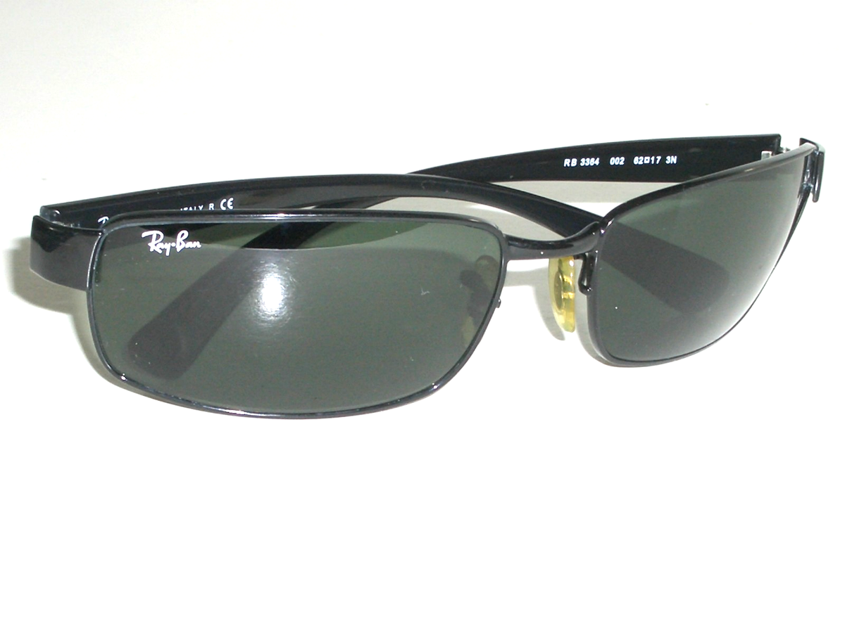 Ray,Banサングラス RAY BAN RB3364 002 62[]17 3N SHINY BLACK G15 RECTANGULAR WRAP