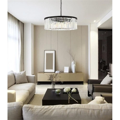 Urban Classic Sydney 10-Light Metal Royal Cut Chandelier in Matte Black - Picture 2 of 3