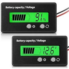 12V 24V 36V 48V 60V 72V 84V Golf Cart Battery Meter with Alarm, Front -Green