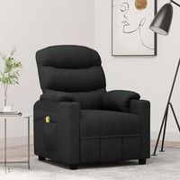 Massagesessel Schwarz Stoff Elektrischer Relaxsessel Liegefunktion