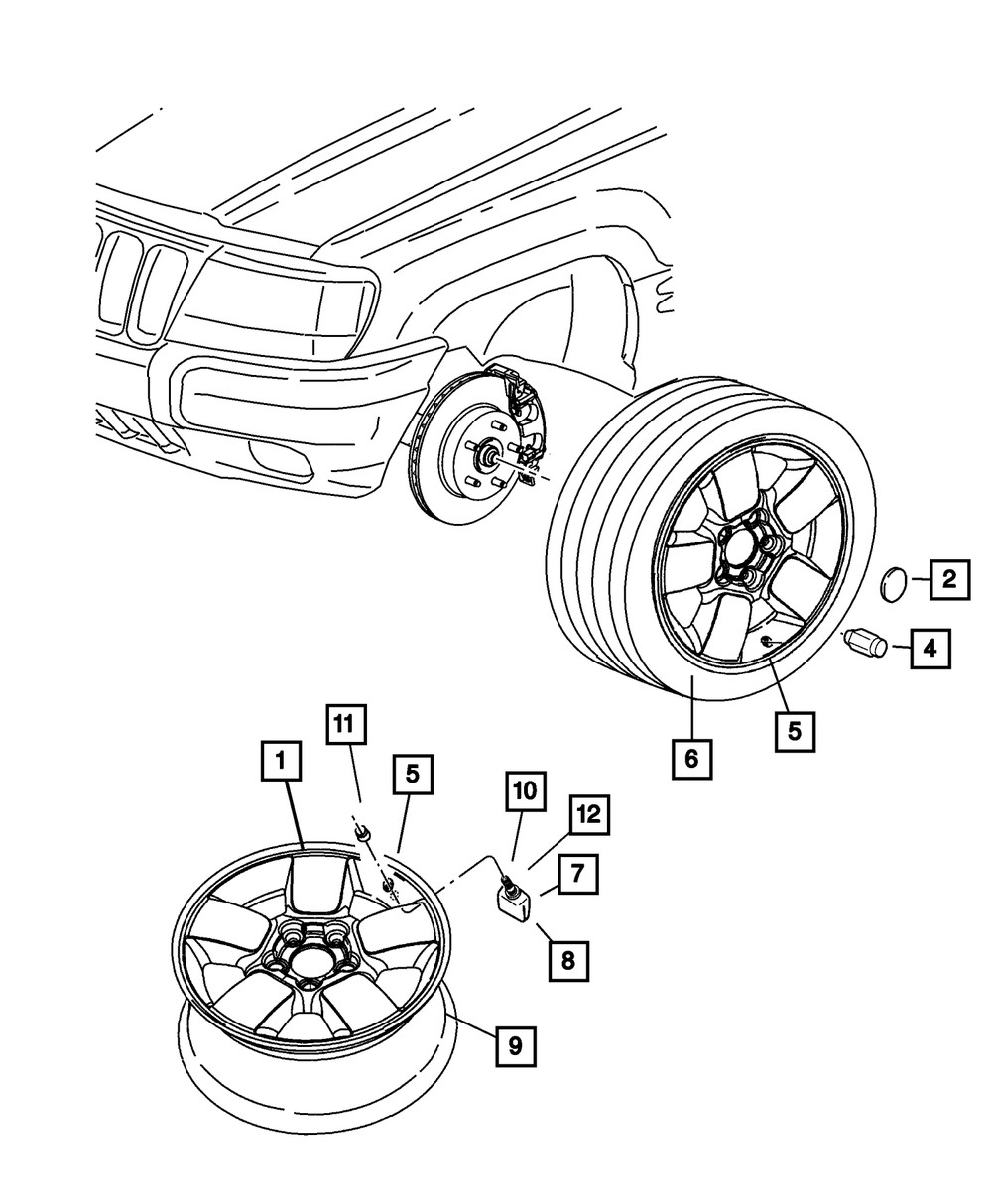 Rueda de aluminio para Jeep Grand Cherokee 2004 (P/N 52080465AA)