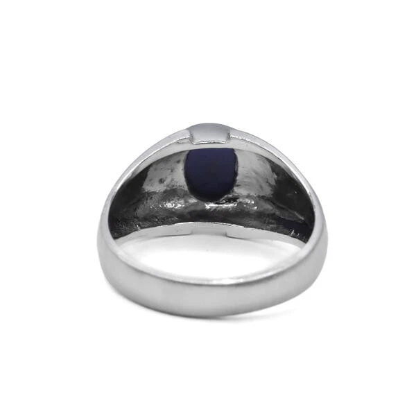 Ring mit Sternsafir 1,3 ct. Saphir Cabochon in 14 Kt. 585 Weißgold Gr. 61 - Bild 4 von 4