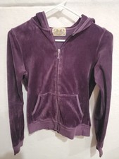 Vintage Juicy Couture Purple Velour Zip Hoodie Made In USA Y2K Women's M