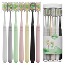 7 Pack Extra Soft Toothbrush for Adults with Wide Head Ultra Soft Nano Bris...
