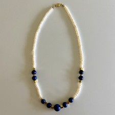 Lapis Lazuli Cultured Pearl Necklace, 17  