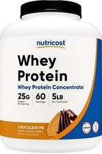 Nutricost Whey Protein Powder 5LB Chocolate Peanut Butter GF Non-GMO --FREESHIP 11.79 per gallon