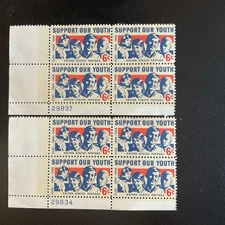8 stamps SUPPORT OUR YOUTH 1868-1968 ELKS 6 cent Postage Stamp 2 Plates MNH