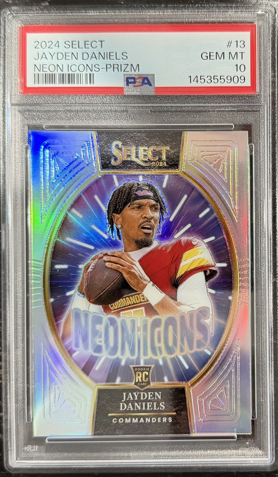 Jayden Daniels Panini Select Neon Icons #13 Prizm