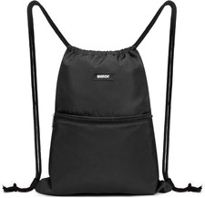 Drawstring Backpack, Gym Sackpack for Sports Black  Water-Resistant, Shopping