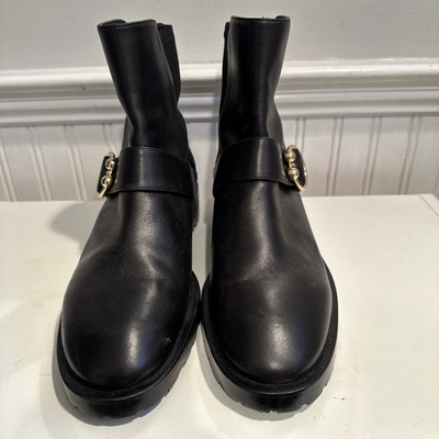 Stuart Weitzman Luxering Black Microstretch and Leather Ankle Boots Size 8B