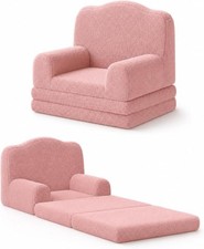 2-in-1 Convertible Kids Sofa Bed Fold-Out Toddler Couch Soft Stuffed Fleece
