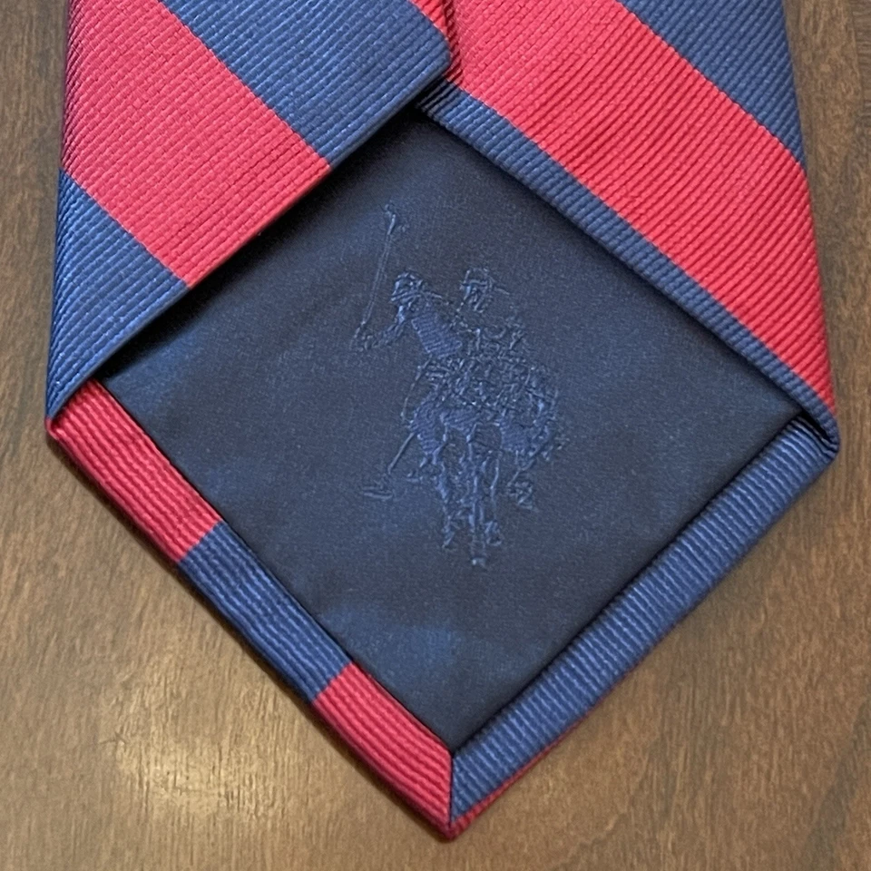 U.S Polo Assn. Corbata de cuello roja azul Repp 100 % seda para hombre hecha en China Foto 2 de 4
