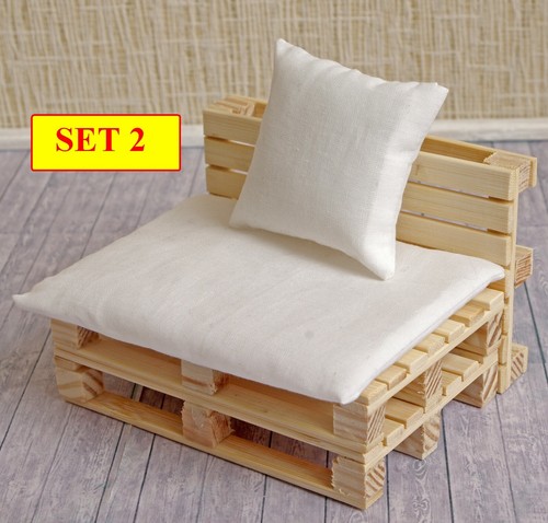 Pallet set for dollhouse furniture in loft style 1:6 scale dolls 12" Barbie - Picture 3 of 12