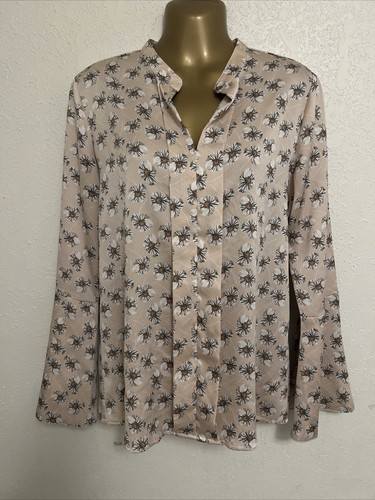 Banana Republic Pink/white Floral Bell-Sleeve Blouse - Size Small