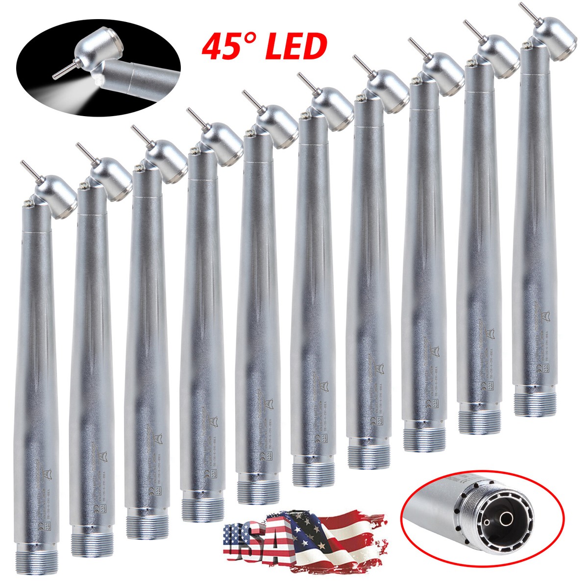 Dental LED E-generator Fiber Optic Turbine Handpiece 45 Degree 2