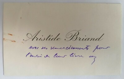 Aristide Briand - Nobelpreis Frieden 1926 - original Widmung - 10 x 6 cm