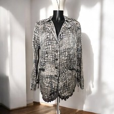 Gelco Vintage Geo Snake Grey Silver Metallic Studs Frill Oversized Blazer Xxl
