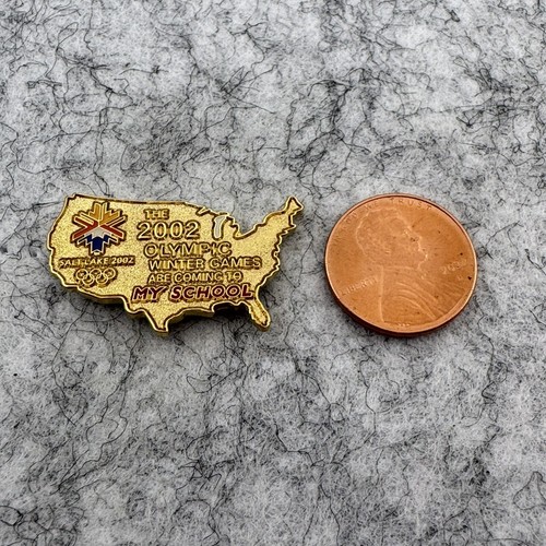 2002 Olympics Sports Salt Lake UT Winter Games US Coming To My School Lapel Pin - Picture 2 of 3