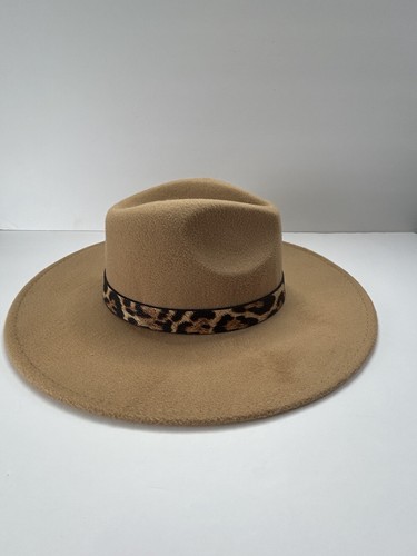 Women's Hat Tan with Animal Print Trim Western Fedora Impressions Western Safari - Picture 15 of 21