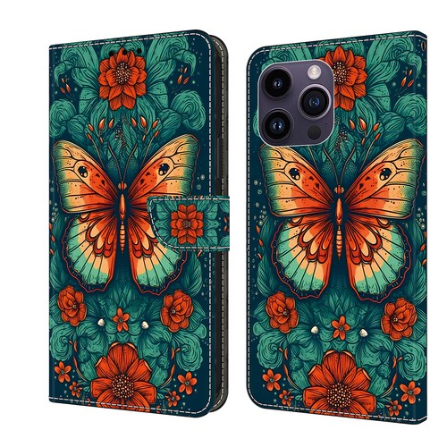 Phone Case For iPhone 15 13 12 11 Pro Max 13 Mini Leather Crystal Painting Cover - Picture 14 of 17