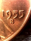 1955-S Uncirculated Lincoln Wheat Cent Improper Alloy Mix Die Chip Error #E6236