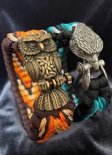 Paracord Bracelet with Owl, EAGLE brass head brass clasp.