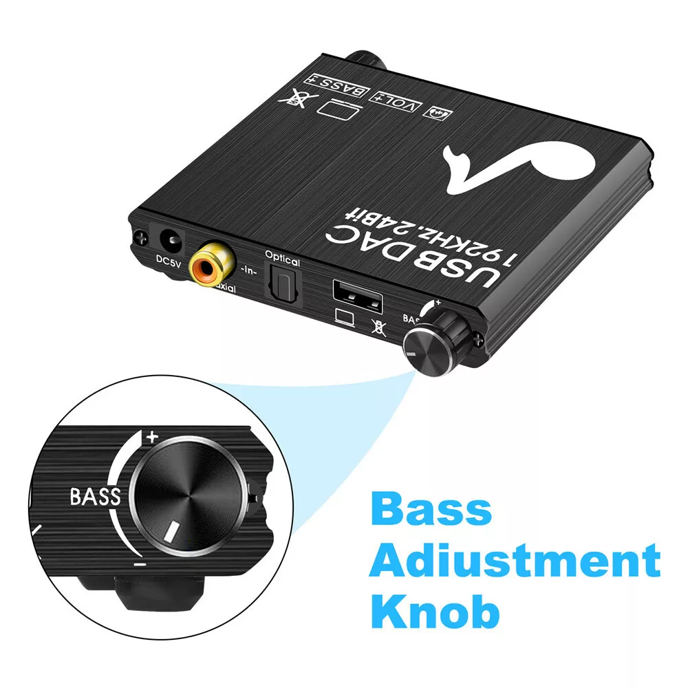 192kHz DAC Audio, Ozvavzk Adaptateur Optique Jack Convertisseur Numerique  Analogique Optique vers RCA, Digital SPDIF Toslink Coaxial vers Stéréo  Audio