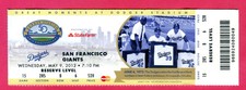 DODGERS SCOTT VAN SLYKE MLB DEBUT FULL TICKET-5/9/12-GIANTS