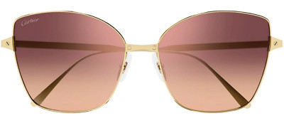CARTIER キャットアイフレムサンクラス CT0328S 003 New CARTIER CT0328S 003 59mm Gold Santos Square Cat Eye