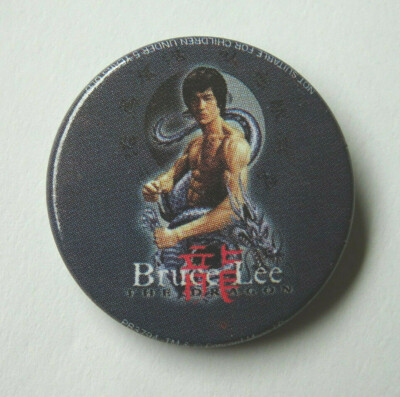 BRUCE LEE BUTTON ANSTECKER BADGE PIN BLUE DRAGON 2,5cm