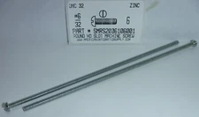 #6-32x6 Round Head Slotted Machine Screws Steel Zinc Plated (10)