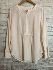 LOFT Popover Top Women Medium Powder Pink Lightweight Beachy Romantic Semi Sheer