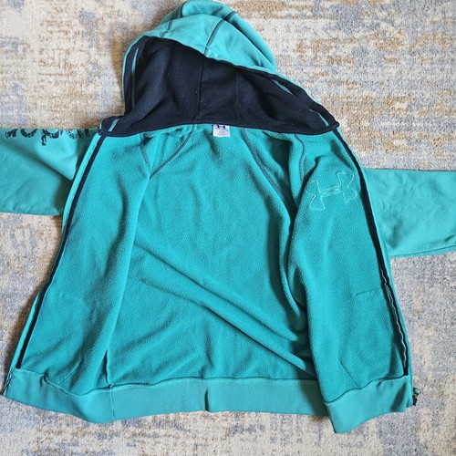 Under Armour Women's Full Zip Jacket Turquoise Blue/Green Medium Pockets Hooded - Picture 3 of 6