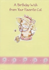 Cat with Pink Necklace and Shoes Designer Greetings Birthday Card from Cat