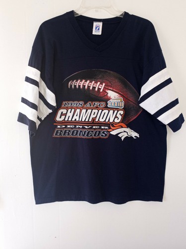 Vintage Logo 7 Broncos 1998 Denver AFC Champions Super Bowl XXXII Tee, Sz L NFL*
