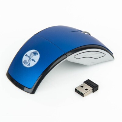 Shelby Super Snake Cobra Logo Wireless Mouse- BLK or BLU- Ford Mustang GT500 SVT