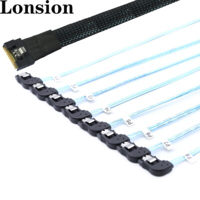 Slimline4.0 SFF-8654 8i to Right-Angled 8 Ports SATA Adapter Cable For Server