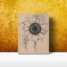 Sunflower RUBBER STAMP, Leafy Sunflower Stamp, Flower Stamp, Sunflower Stamp