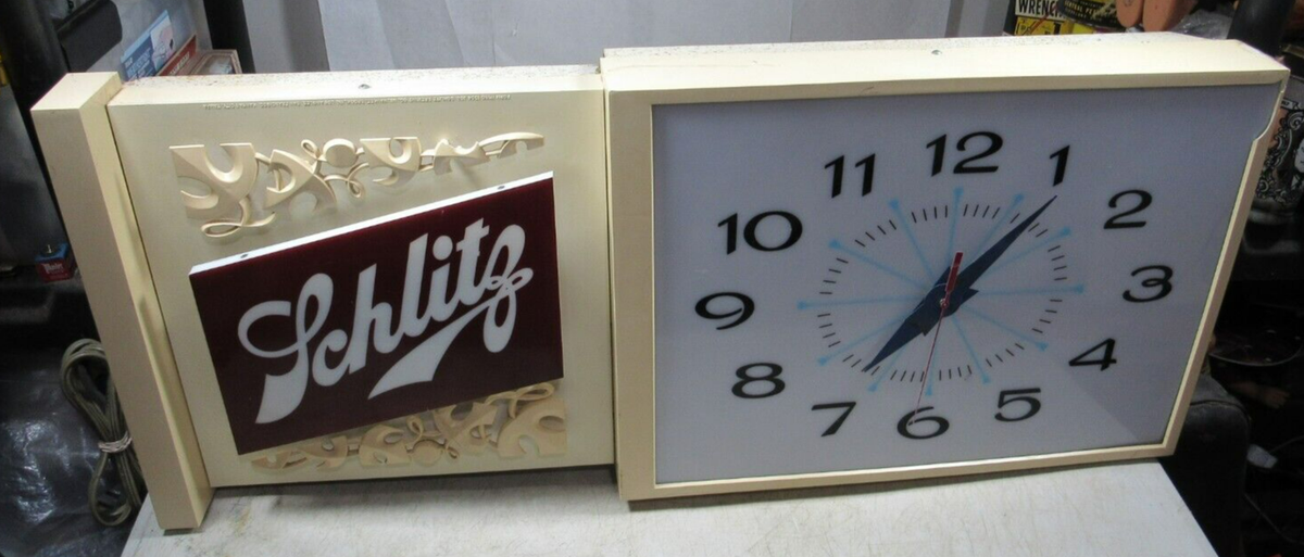 Large Vintage 1964 Schlitz Beer Lighted Clock Sign Display | eBay