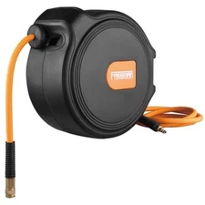 Retractable Air Hose Reel 3/8 in x 65 ft Hybrid Air Hose Auto Rewind Wall Mount