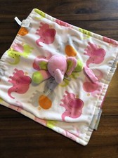 Blankets and Beyond Pink Elephant Baby Security Blanket Nunu Lovey White Green