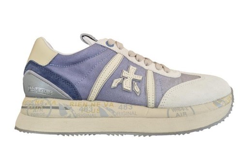 PREMIATA Damenschuhe aus Wildleder und Nylon CONNY_6672 Hellblau und Weiss