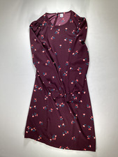 Women Old Navy Burgondy Flower Pattern Dress S Tall EUC