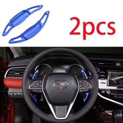 2PCS Blue For Toyota Camry 2018-2023 Alloy Steering Wheel Shift Paddle Extension
