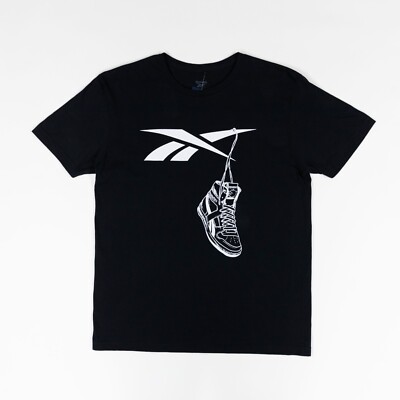 Reebok Men Practice Logo Sneaker Graphic T-Shirt Black Size M