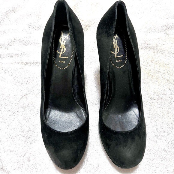 YVES SAINT LAURENT pompa donna nera scamosciata tribtoo 80 plateau misura:8 5