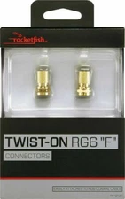 NEW Rocketfish RF-G1311 Twist-On RG6 F-Connectors 2-Pack Gold Coax Cable Coaxial