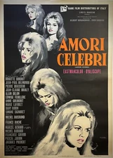 AMORI CELEBRI-Manifesto Affiche Telato Originale-2F-Brigitte Bardot,Belmondo1961