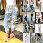 Ladies Joggers Floral Turn Up Cuffed Trousers Womens Summer Italian Bottom Pants