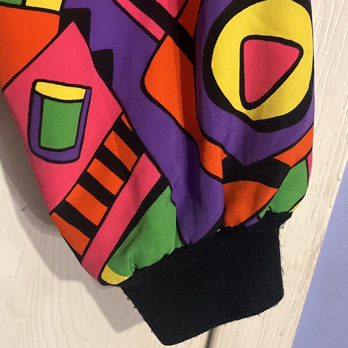 VTG 80s Geometric Color Block Bomber Track Jacket Xl